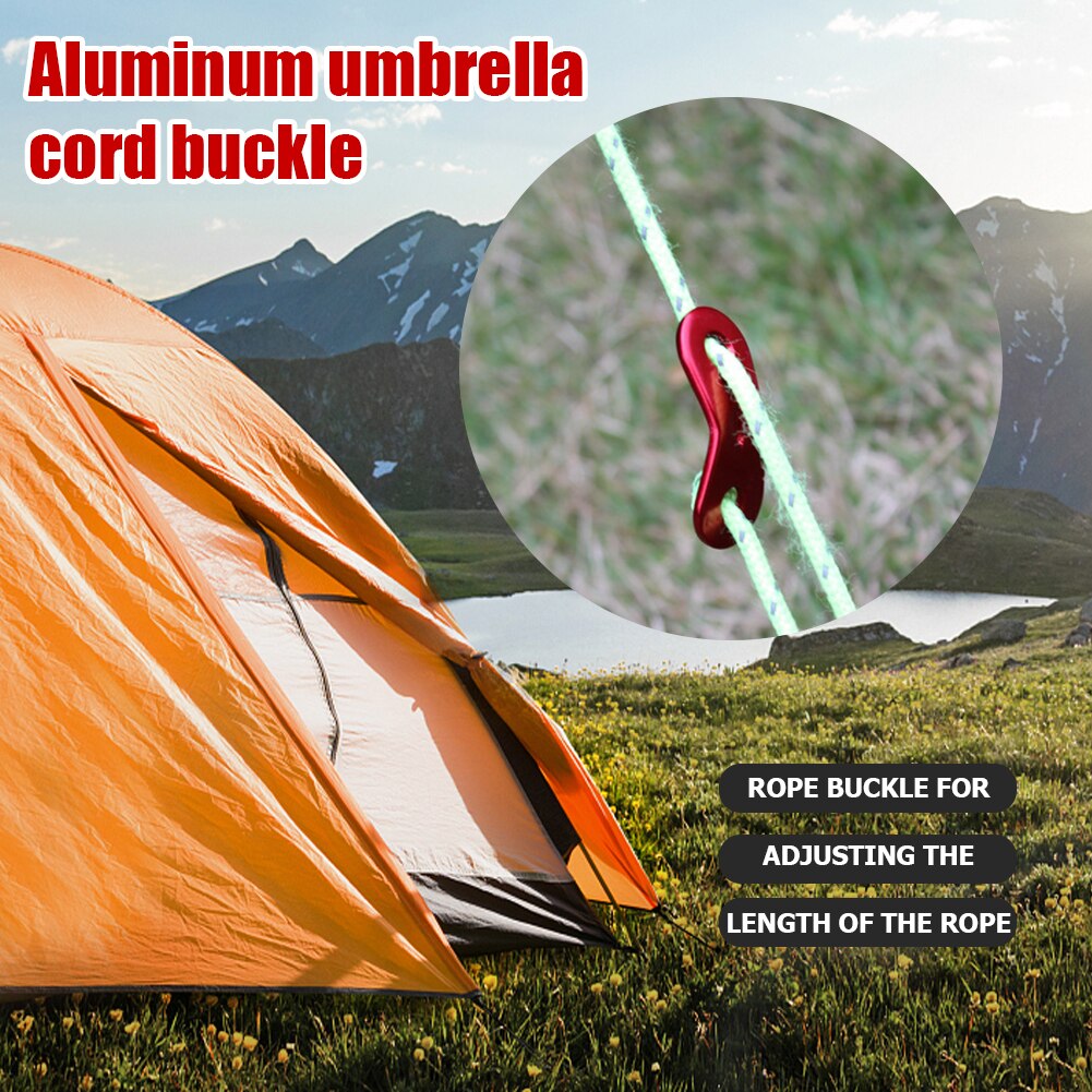 Cheap Goat Tents 6pcs Outdoor Tent Wind Rope Buckle Aluminum Alloy 2 Hole Guyline Adjuster Cord Hook Rope Buckle Camping Equipment   